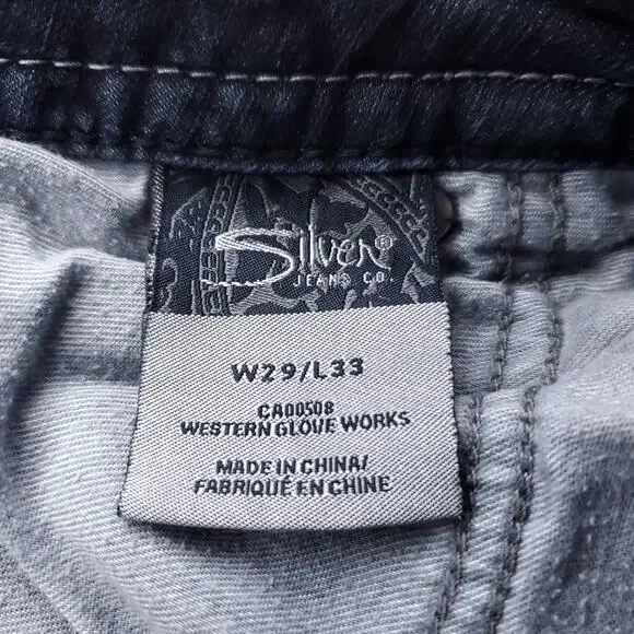 Silver Suki DIY Cut-off Shorts Women's 29 Raw Hem Stretch Faded Dark Wash Glam - Picture 5 of 7